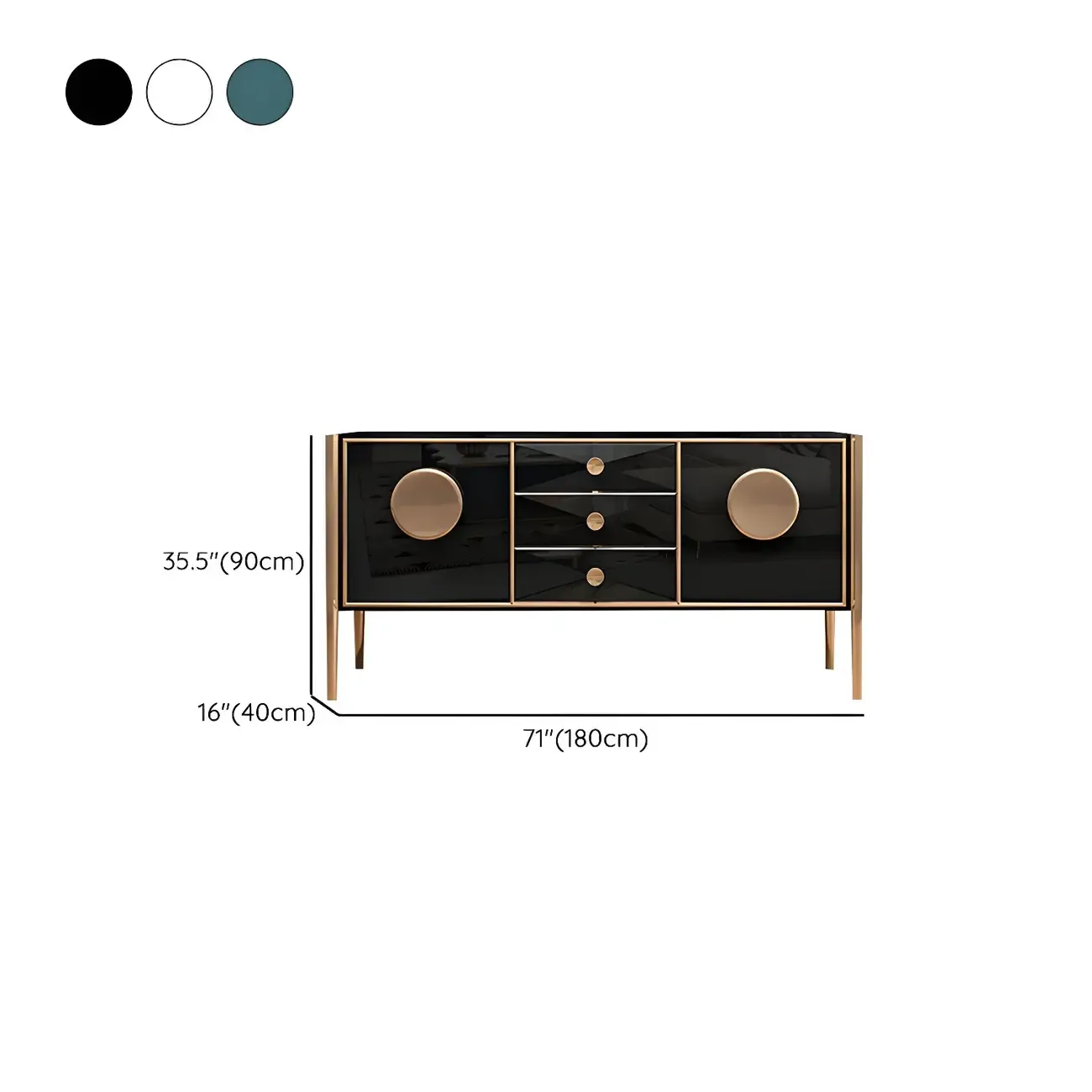 Modern Glossy Wooden Buffet Table with Drawers & Cabinets
