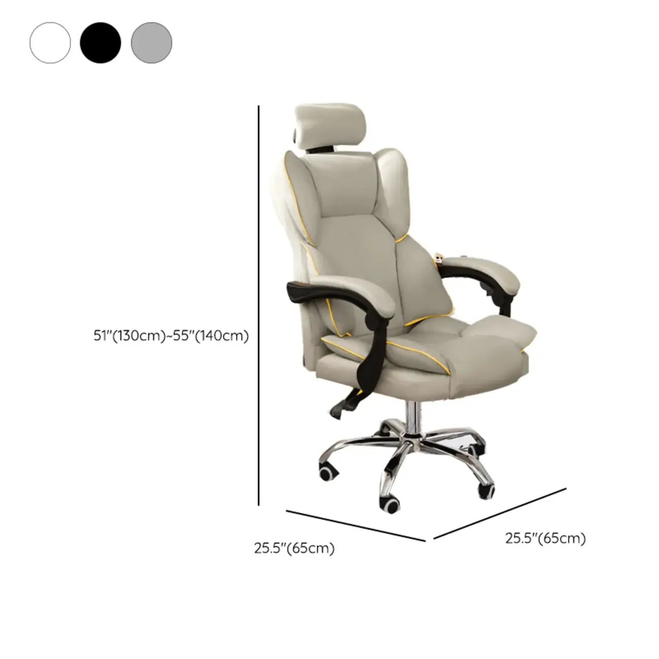 Modern White Leather Reclining Office Chair