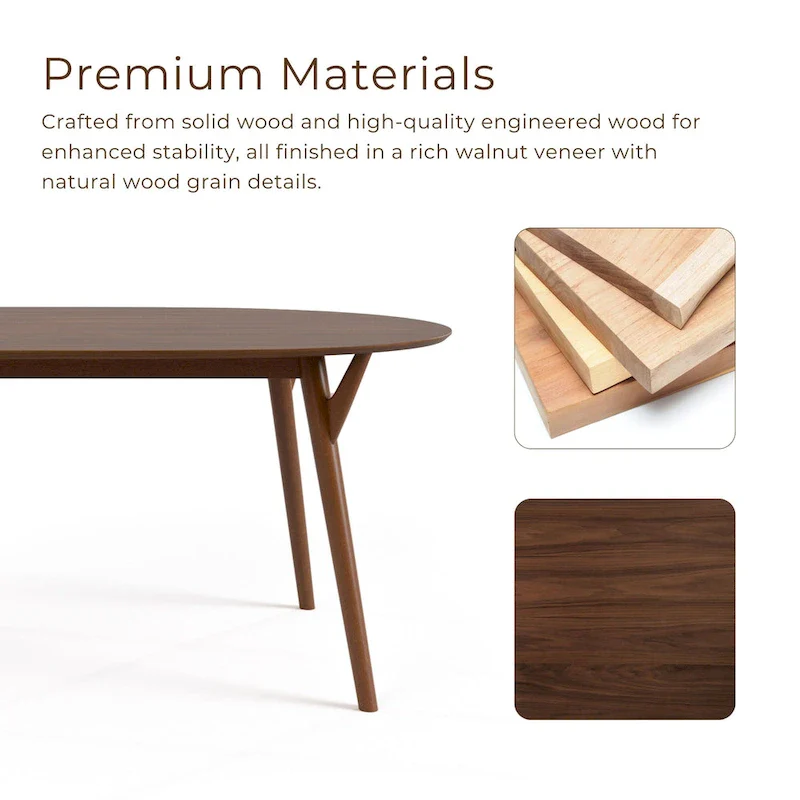 Beau II Mid-Century Walnut Dining Table