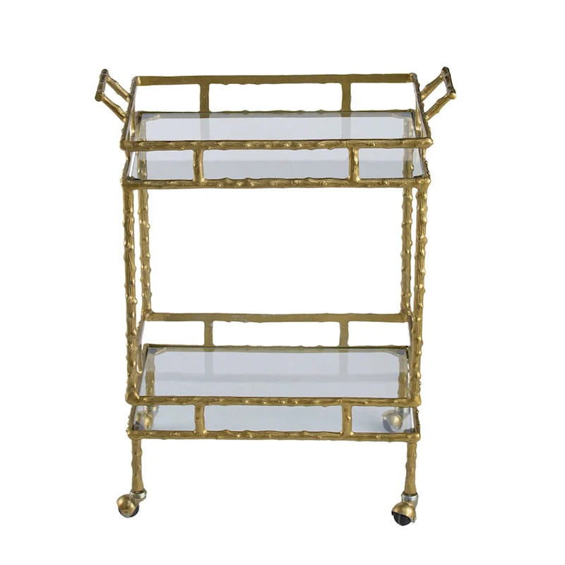 Two-Tiered Twig Bar Cart - 30 - Gold and Silver