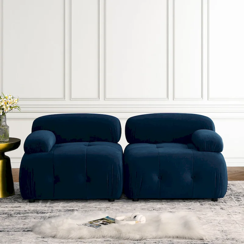 Blue 93 Modular L-Shaped 4-Seat Sectional Sofa with Reversible Ottoman