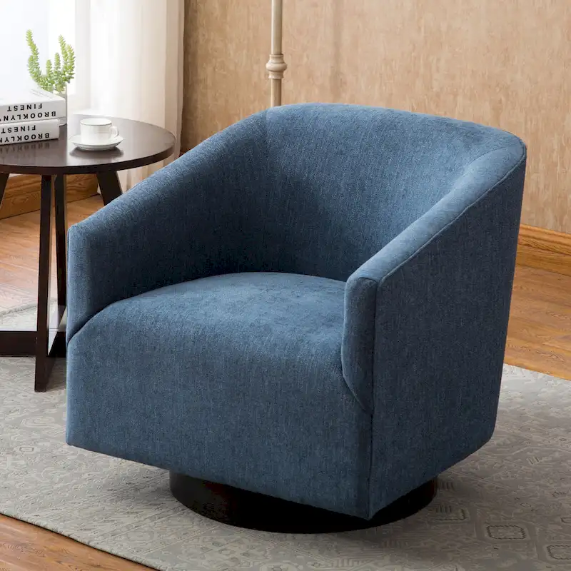 Barrel Back Swivel Chair with Wood Base