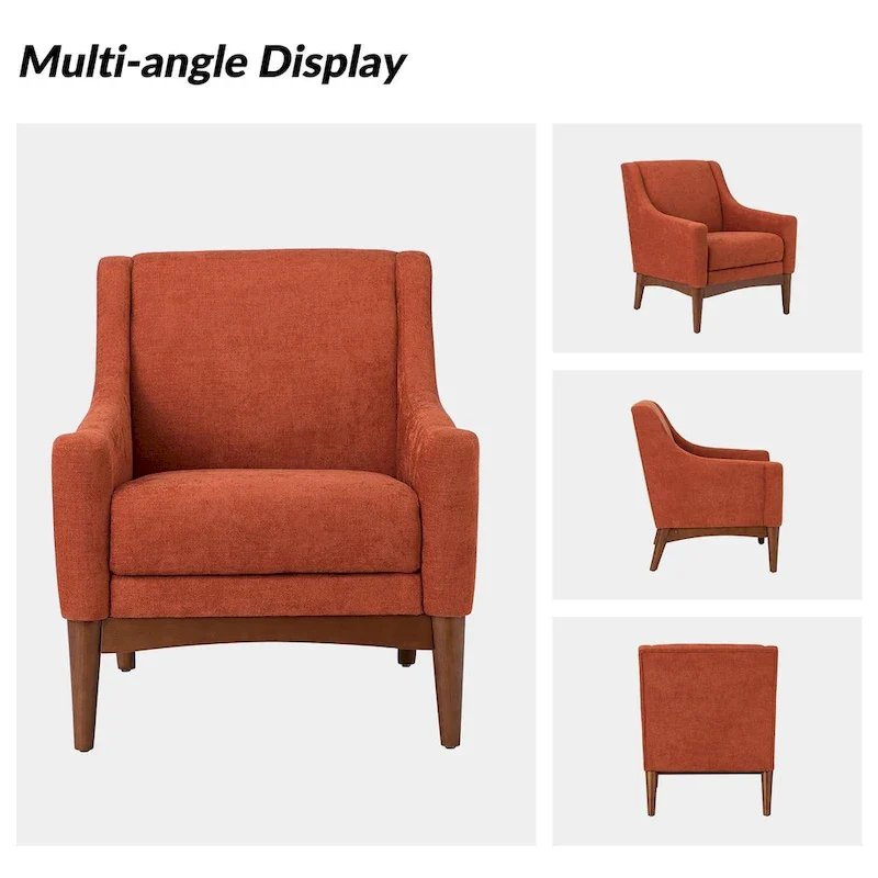 Francis Mid-century Modern Upholstered Armchair with Sloped Arms and Solid Wood Legs