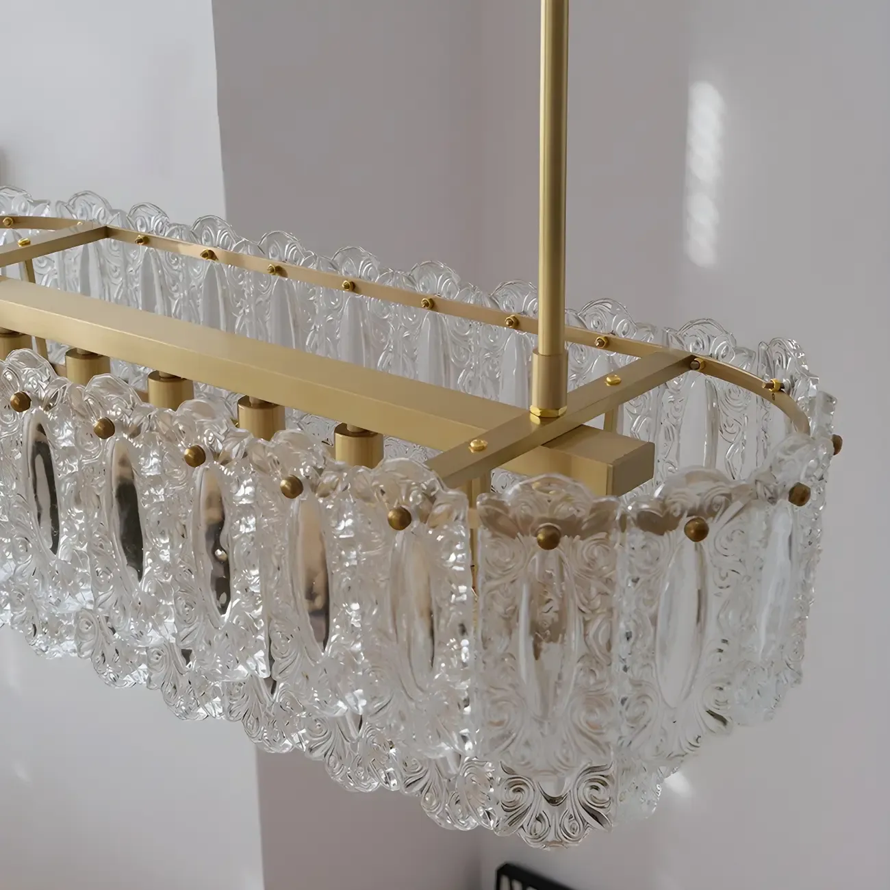 Modern Brass Glass Island Pendant Light Fixture