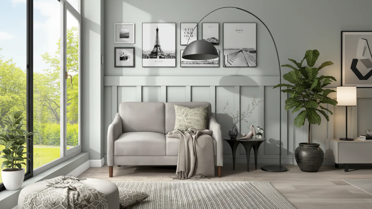 Grey Velvet Loveseat – 2-Seat, 52