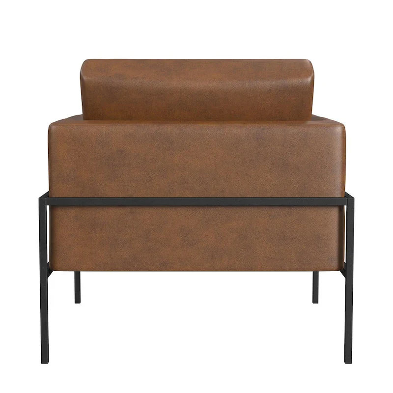 Modern Upholstered Club Chair, Camel/Grey/Blue/Brown, Metal Frame, Single
