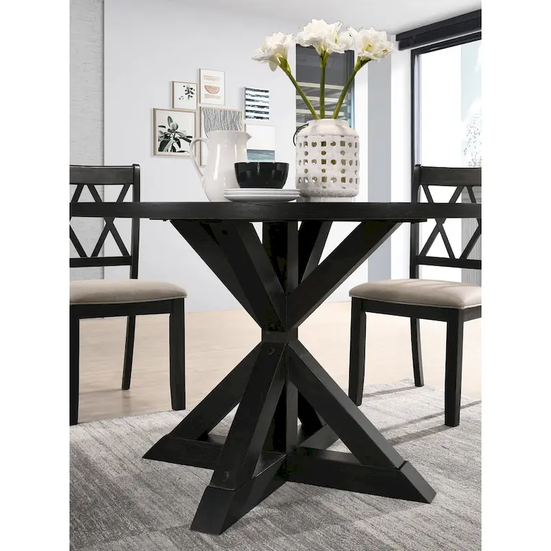 Roundhill Furniture Windvale Cross-Buck Base Dining Table