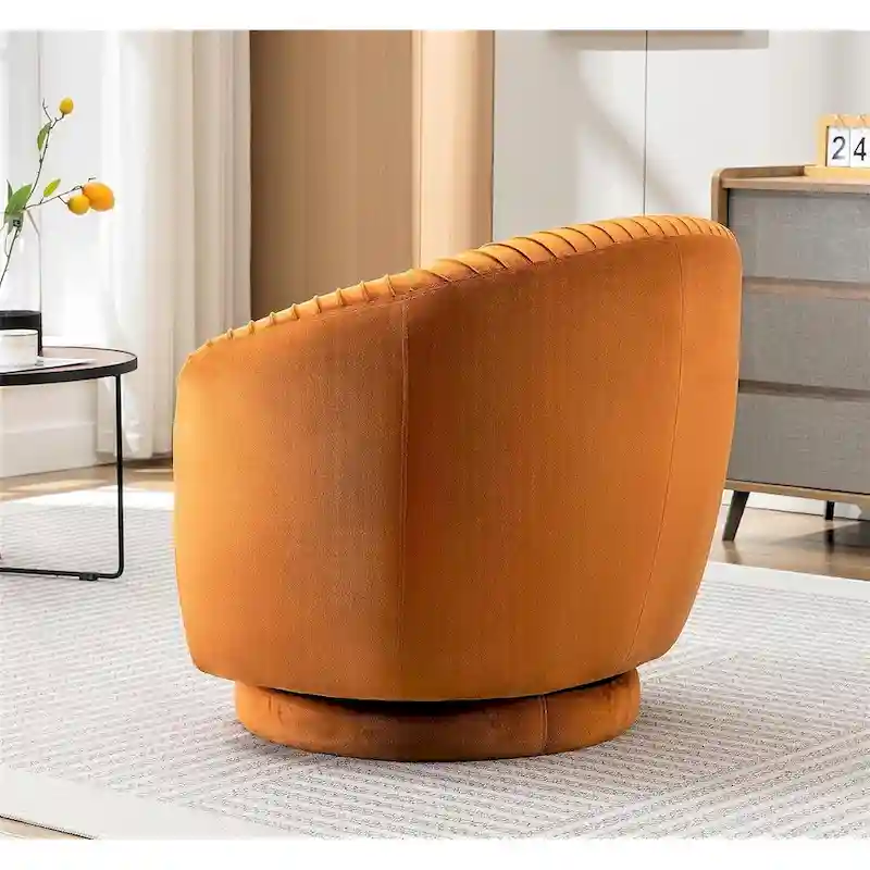 Modern Barrel Swivel Accent Chair with Plush Velvet Upholstery