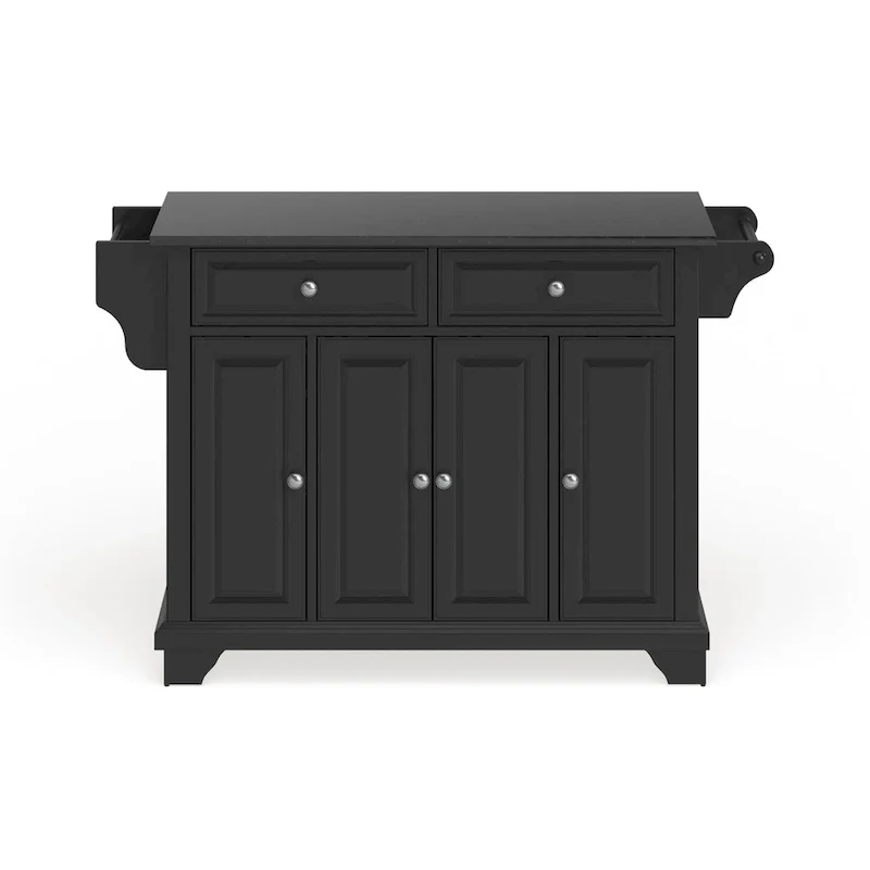 Lafayette Granite Top Kitchen Island in Black Finish - 51.5W x 18D x 36H