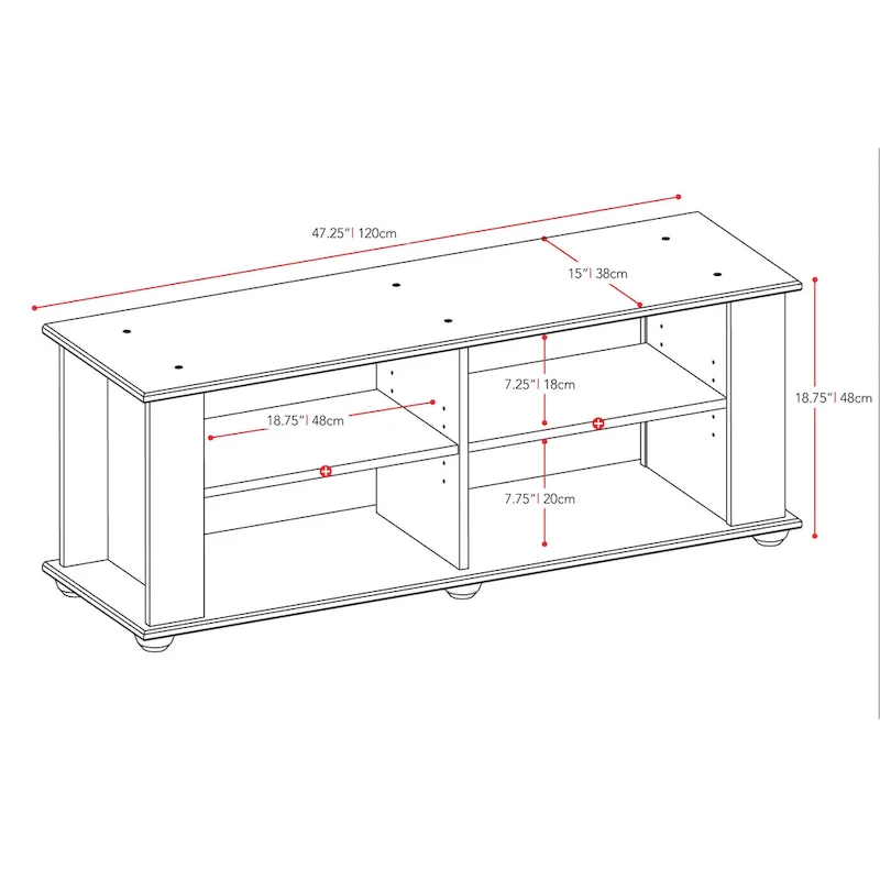 Black TV Stand, accommodates TVs up to 55 or 75