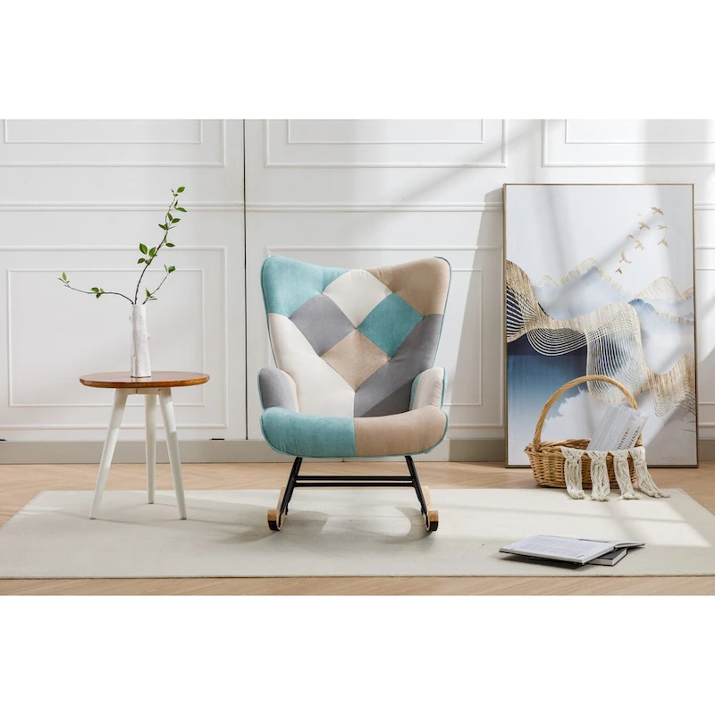 Modern Patchwork Accent Chair for Living Room Bedroom Studio