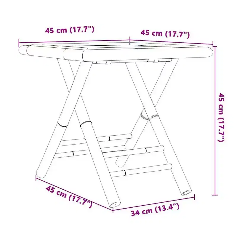 vidaXL Bistro Set Natural Bamboo Foldable Square Rustic