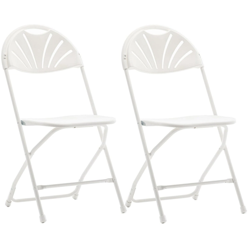 BTEXPERT White Plastic Folding Chair Steel Frame Commercial High Capacity Event Chair Lightweight Wedding Party Set of 2
