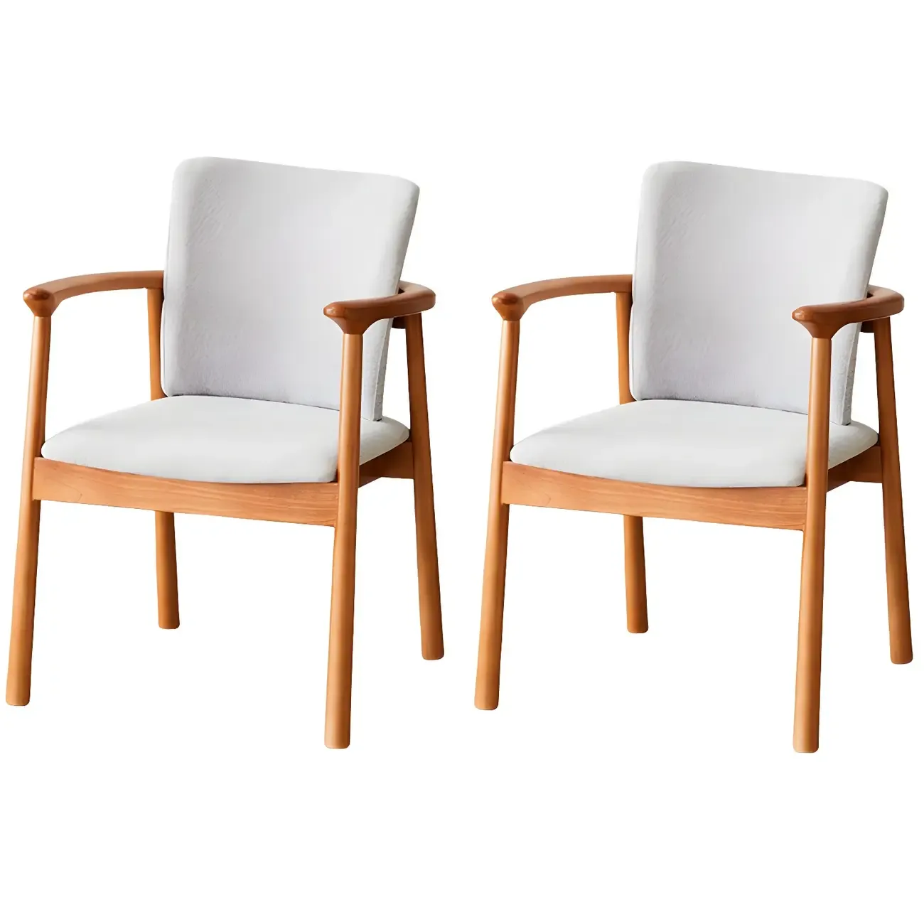Modern Upholstered Rubberwood Arm Dining Chair Set of 2