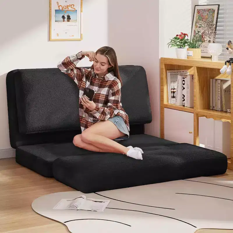 Mjkone Bean Bag Bed,Washable Soft Faux Fur Folding Floor Sofa Chair,Foam Filling Wall CouchFloor Mattress