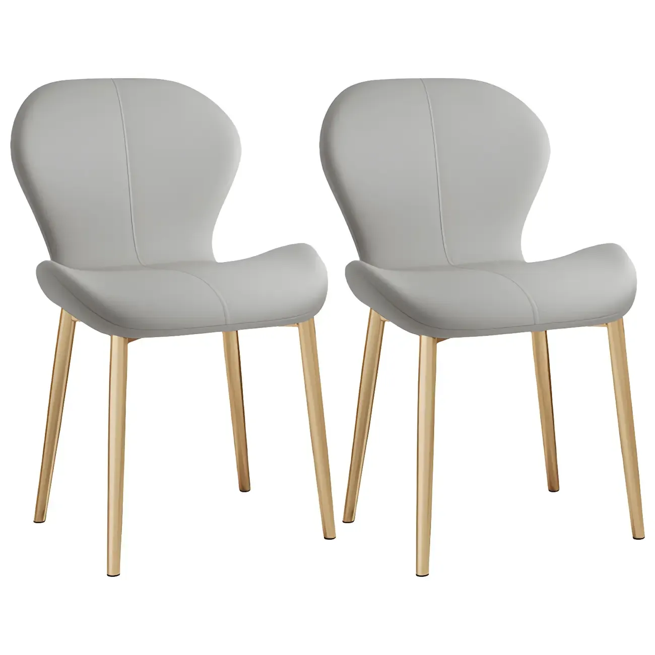 Art Deco Curved Back Leather Dining Chair Solid Back