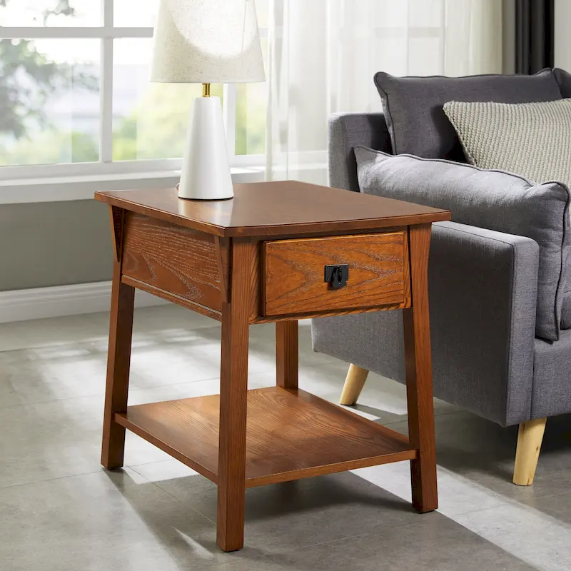 Leick Home Solid Wood Mission End Table with Drawer