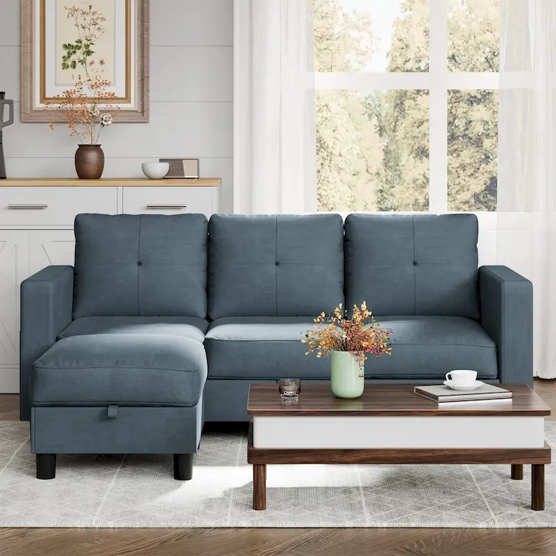 Futzca Modern L-shaped Convertible Sectional Sofa w/ Reversible Chaise