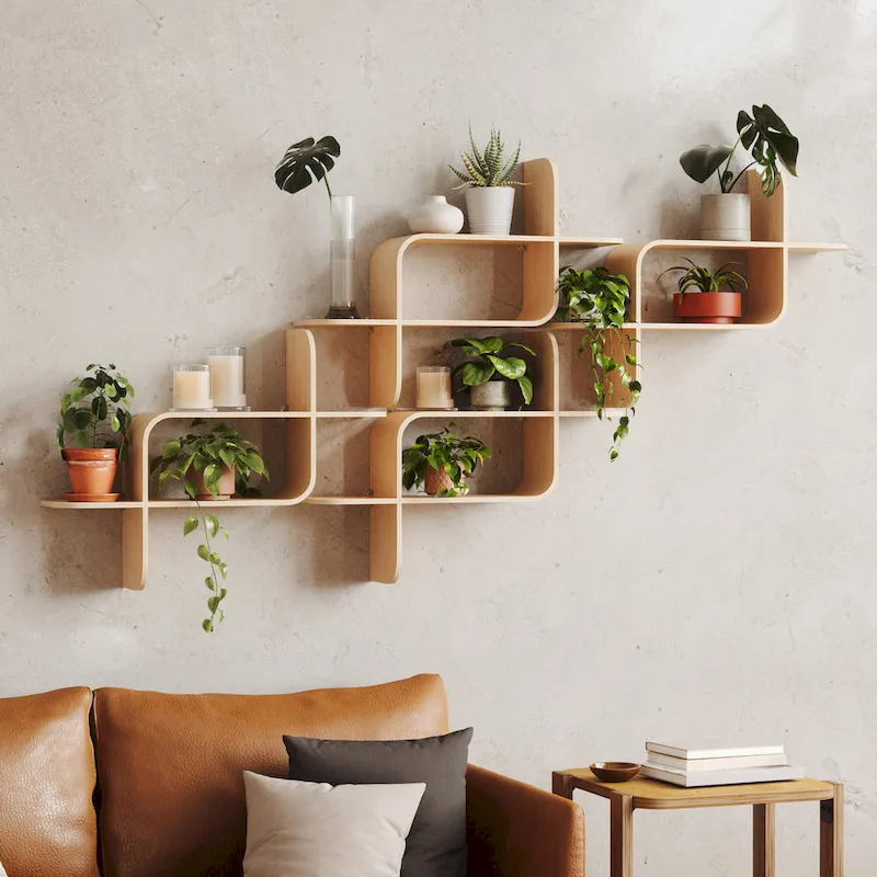 Geometric Bentwood Wall Shelf
