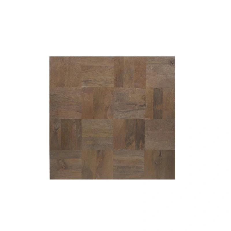 HomeRoots 40  Dark Brown and Black Solid Wood Square Block Coffee Table