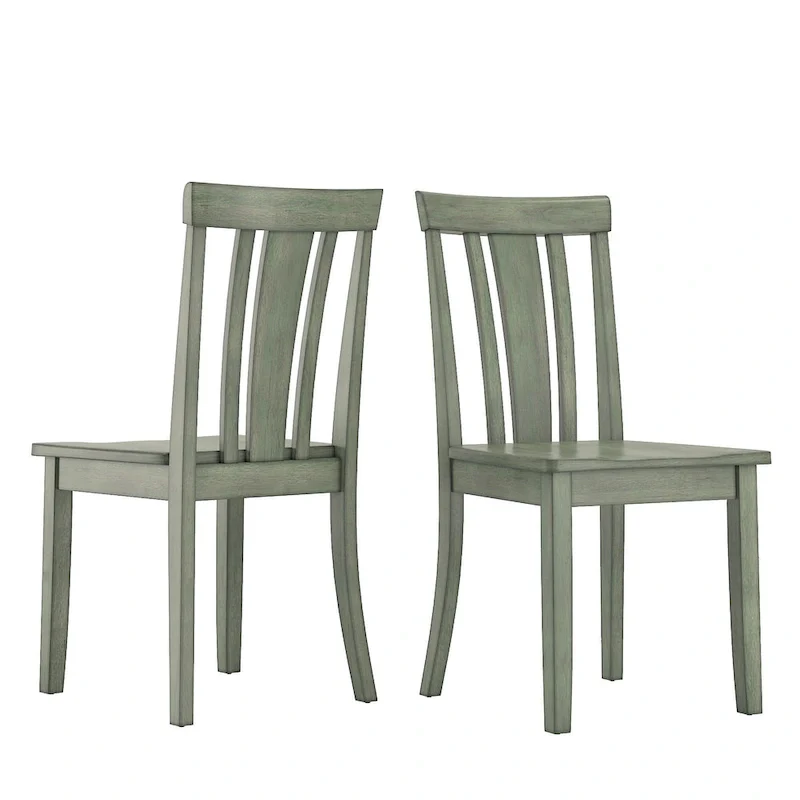 Slat Back Wood Dining Side Chairs  (Set of 2)