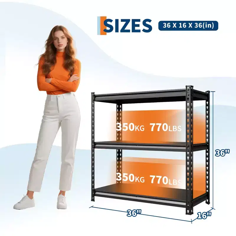 COZONY Commercial Steel Shelving Unit, Heavy Duty 5-Tier Rack w/770LB Capacity, Adjustable for Garage/Pantry, Black
