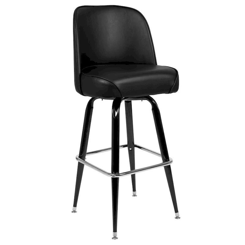 2 Pack Metal Barstool with Swivel Vinyl Upholstered Bucket Seat and Footrest - 18.5D x 18.5W x 42.5H