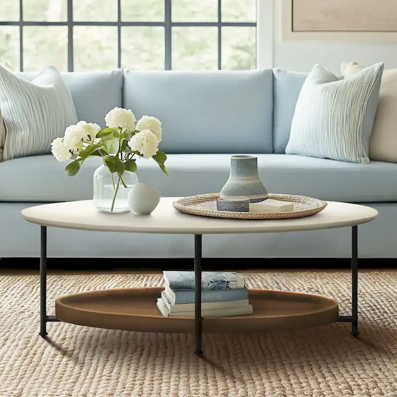 Madison Park Beaumont White/ Natural Coffee Table