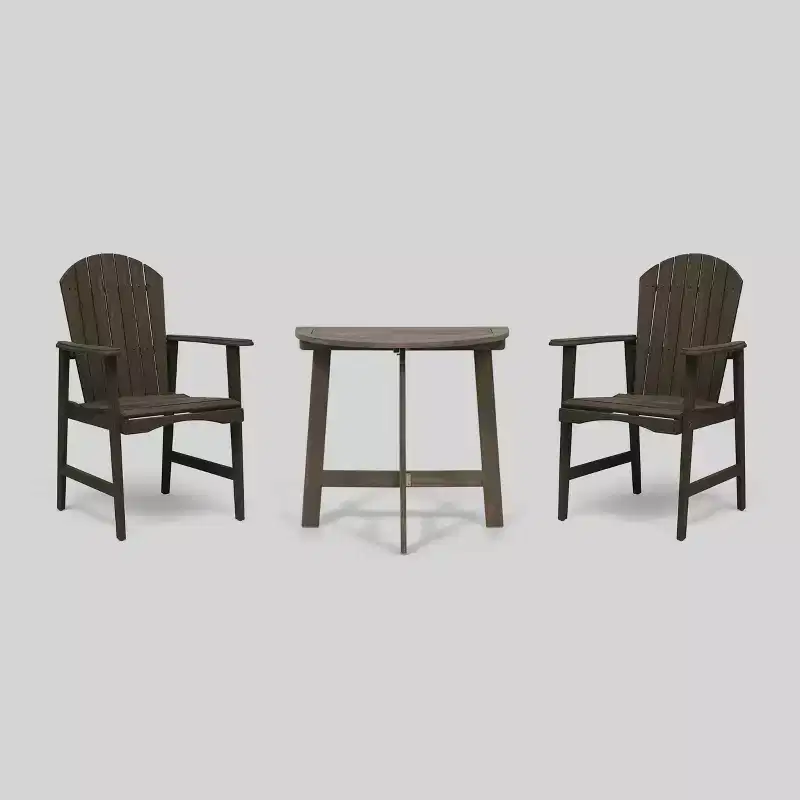 3pc Oso Acacia Wood Half-Round Patio Bistro Set Gray - Christopher Knight Home