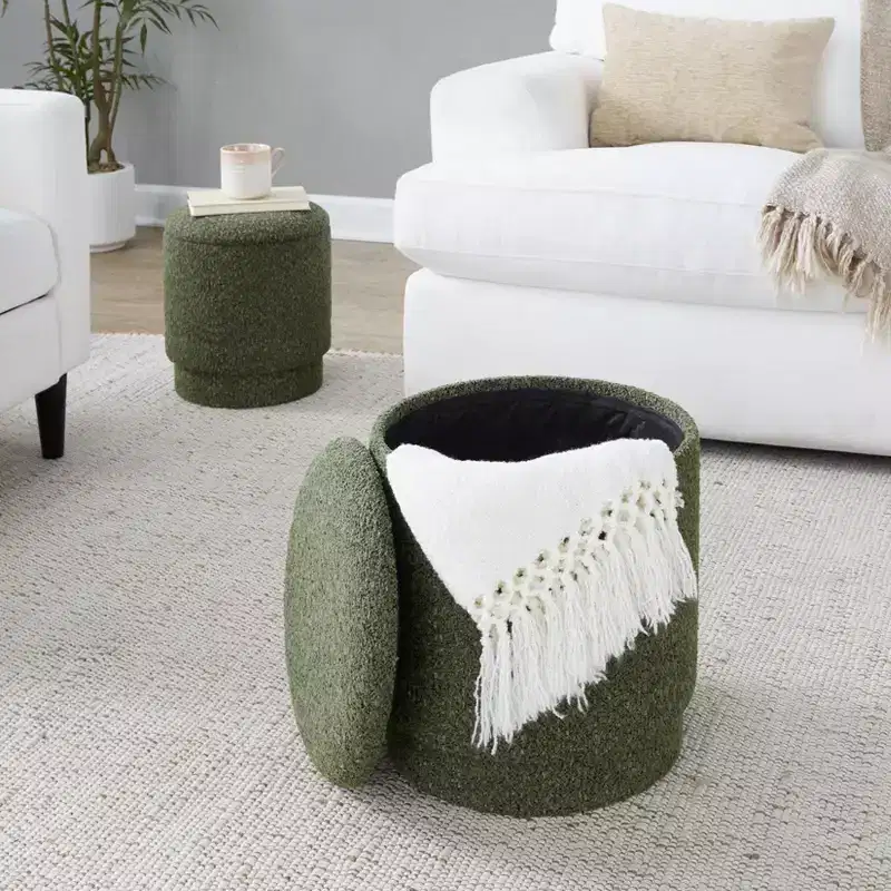 LumiSource Marla Upholstered Ottoman Set Fabric
