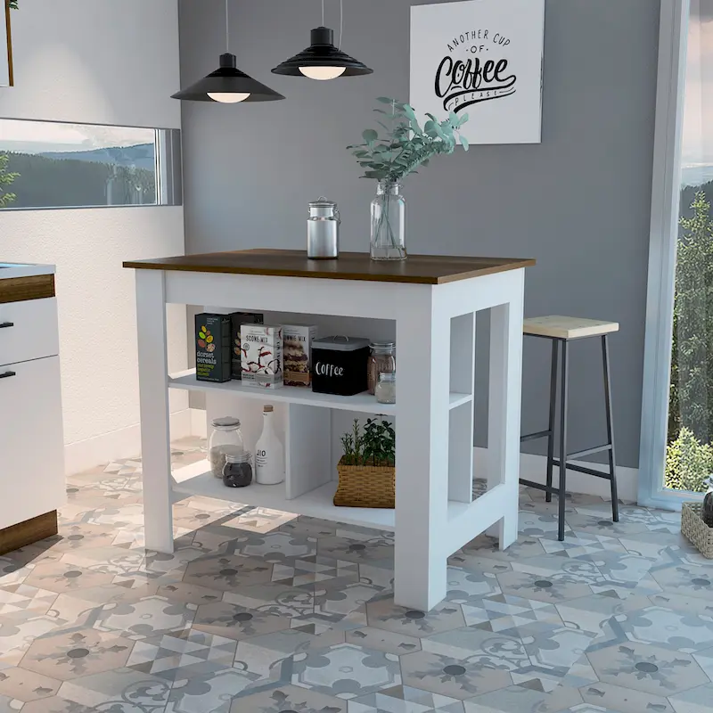 Kitchen Island with Three Shelves