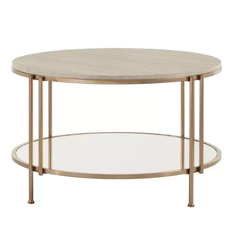 Celsus Coffee Table - Champagne Gold/White Marble - iNSPIRE Q