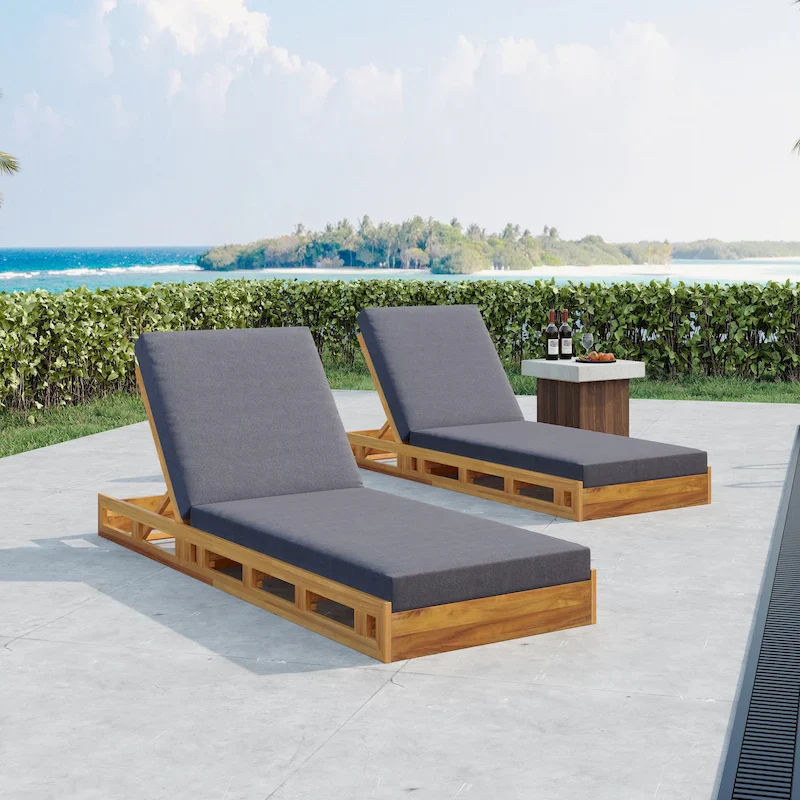Christopher Knight Home -Johnson Outdoor Acacia Chaise Lounge Set