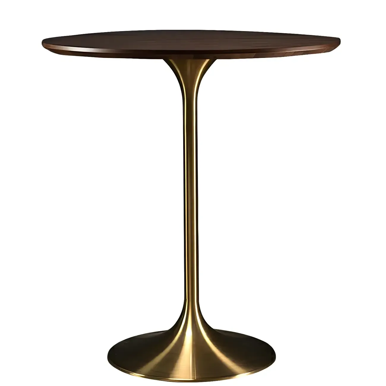 Round Glam Brown Gold Metal Tulip Base Bar Tables