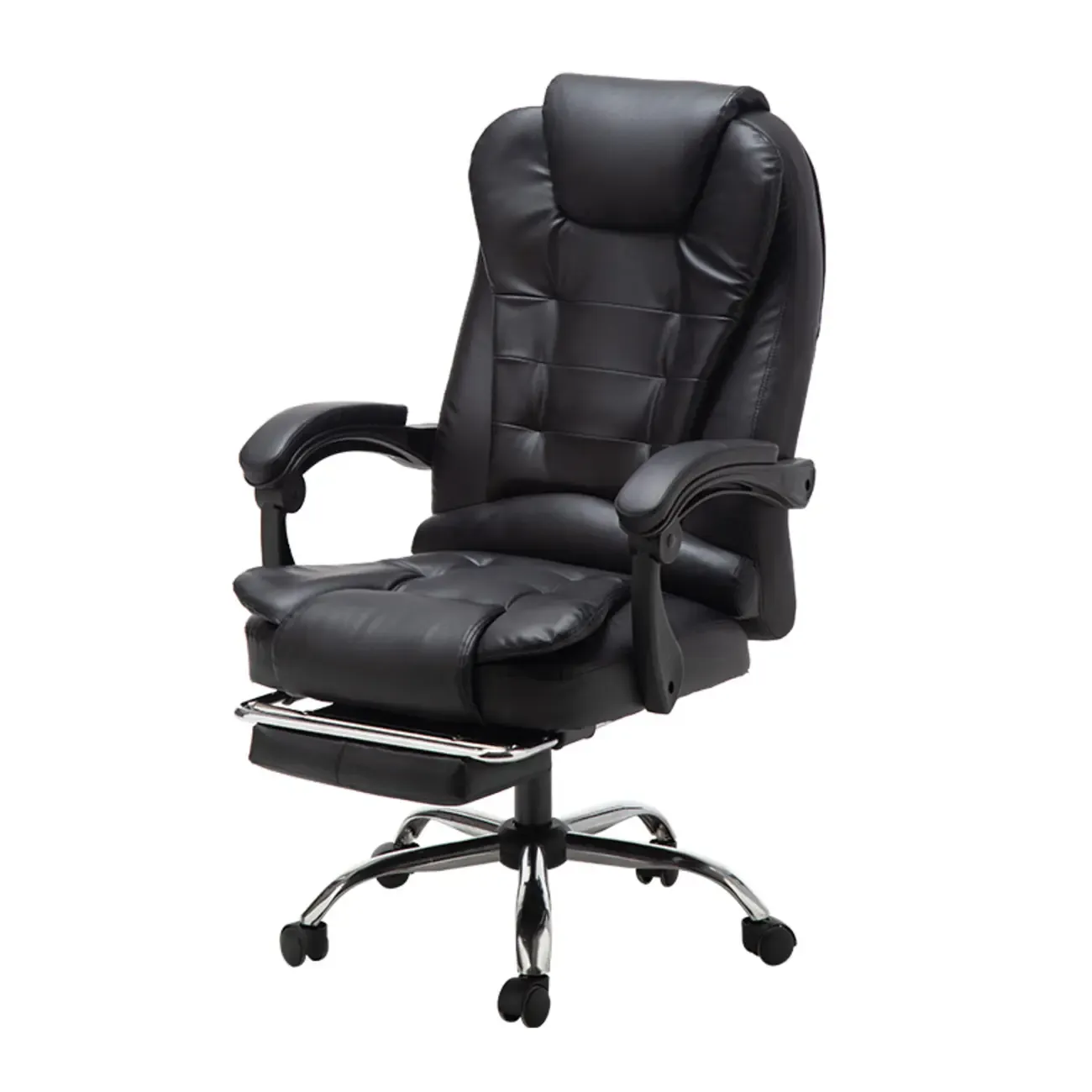Executive Ergonomic Black Leather Swivel Reclining Office Chair