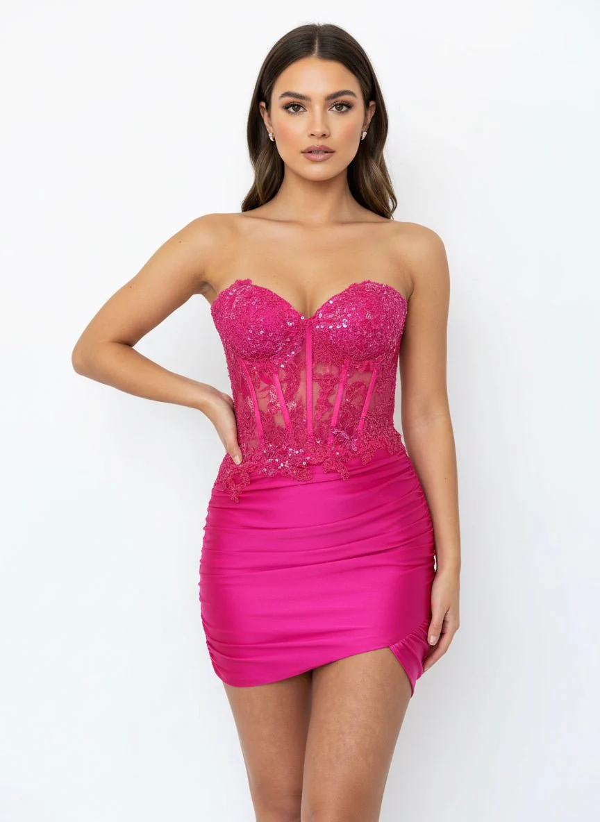 Sheath Sweetheart Fuchsia Tight Mini Party Dresses