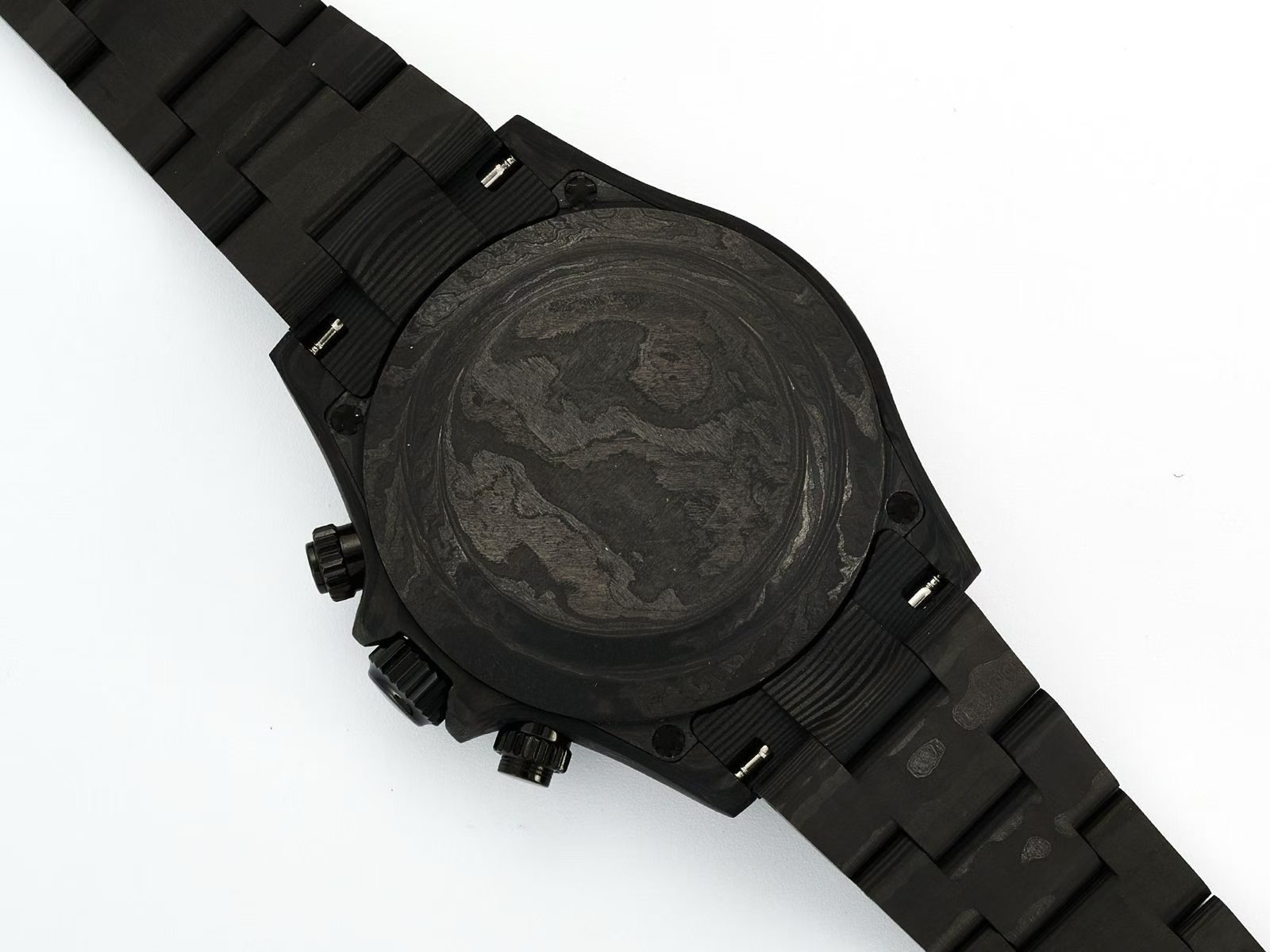 Caseback of 4130 clone movement carbon fiber detail
