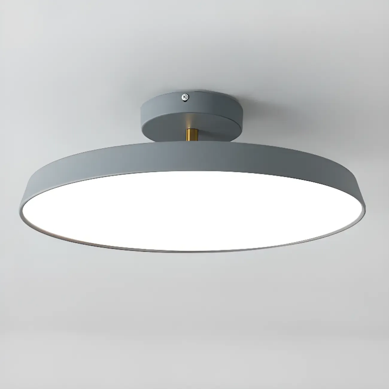 Modern Grey Round Dimmable Semi Flush LED Ceiling Light