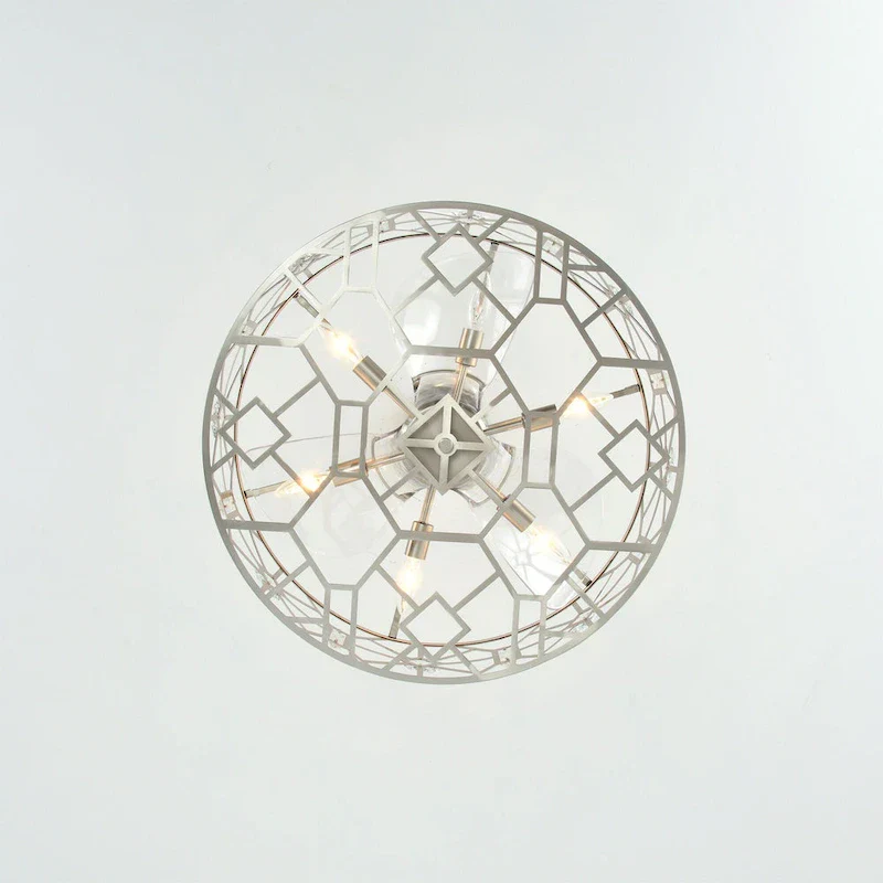 Gio 24 Ince Satin Nickel Finish Glam-Modern Style Crystal Lighted Ceiling Fandelier with Remote