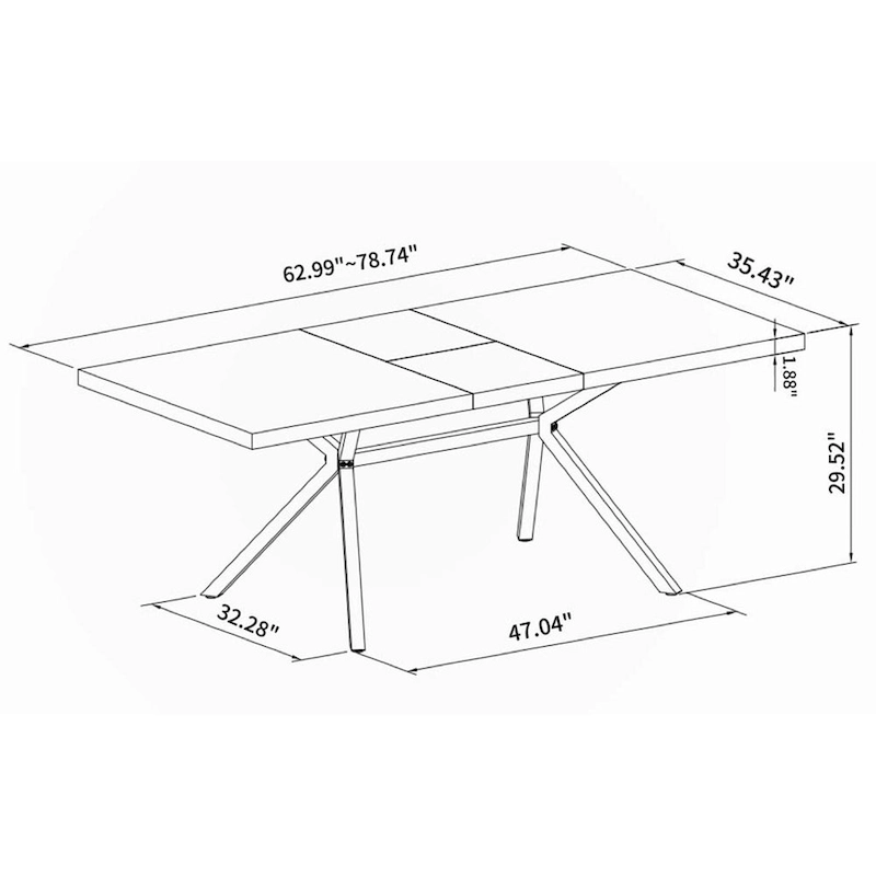Retro Rectangular Stretch Dining Table with Cross Iron Base