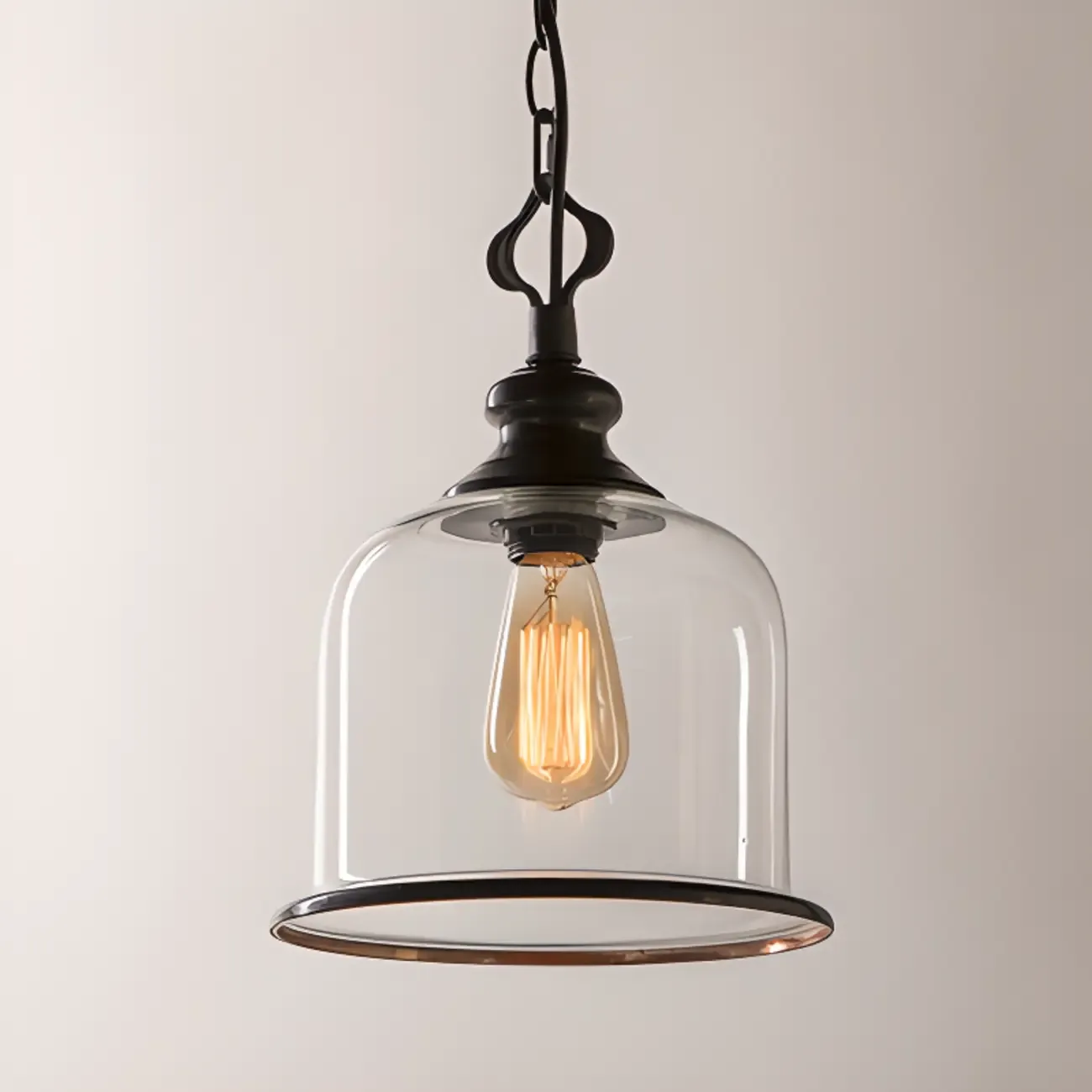 Mini Clear Bell Glass Shade Kitchen Pendant Light