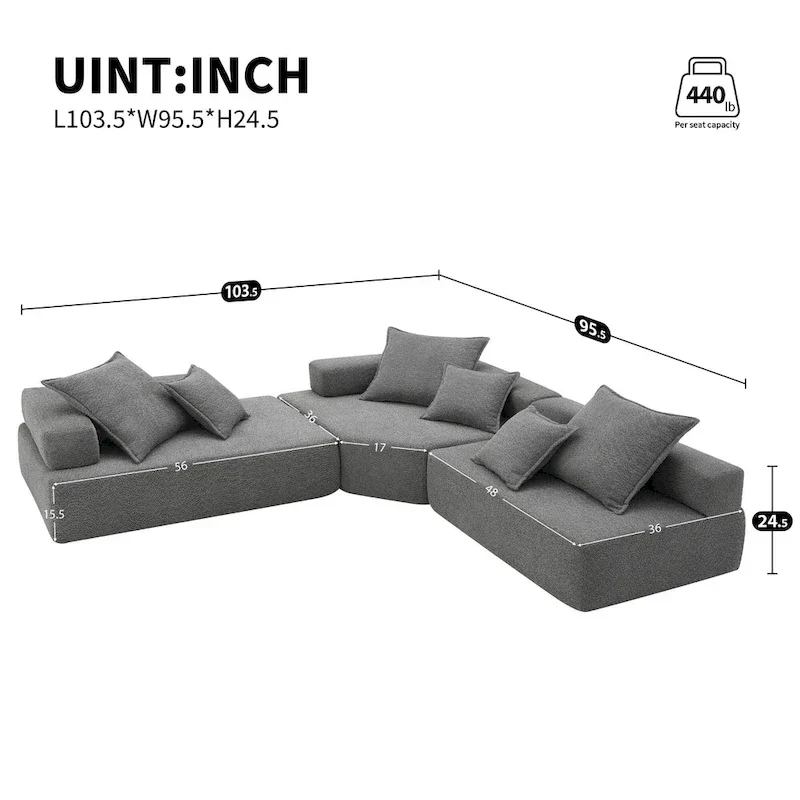DIY Customization Boucle Upholstered Modular Sectional Sofa