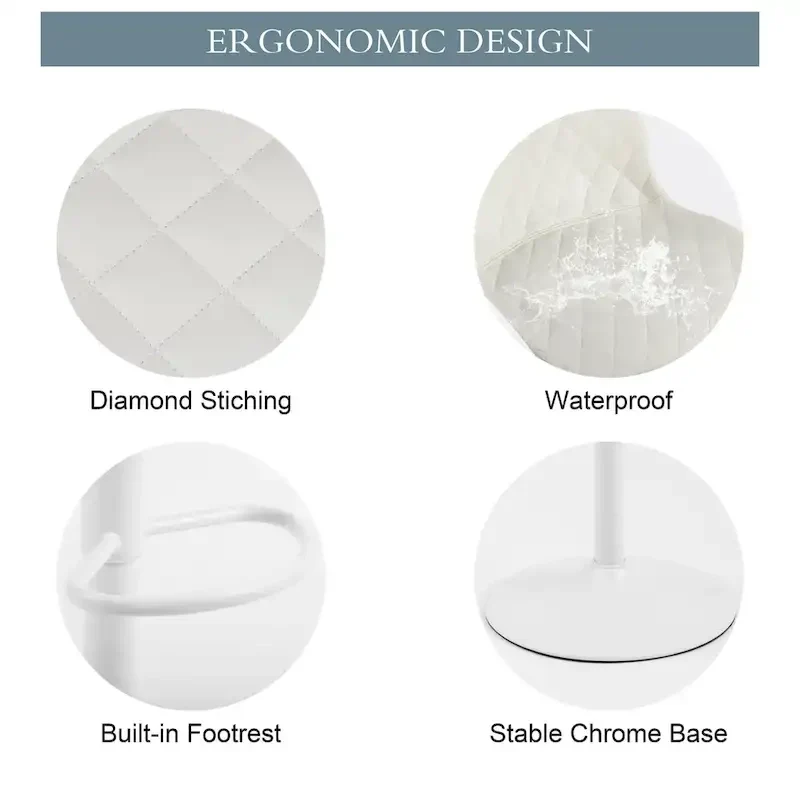 Faux Leather Adjustable Barstools Upholstered Counter Bar Pub Height Stools