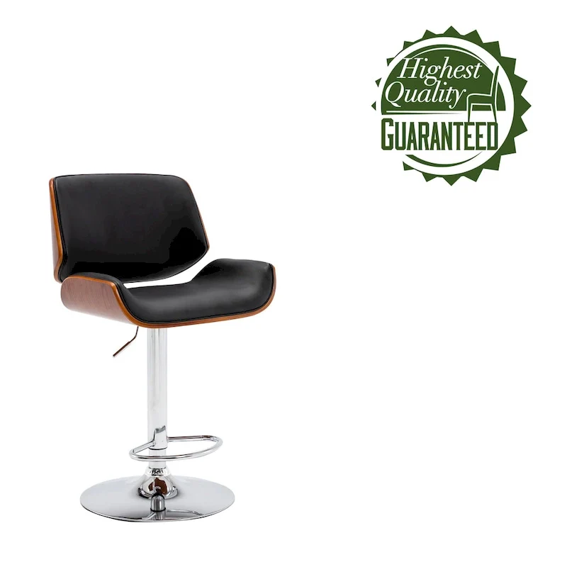Adjustable Bar Stool, PU Leather, Chrome Base – Black/White/Red/Brown, Single
