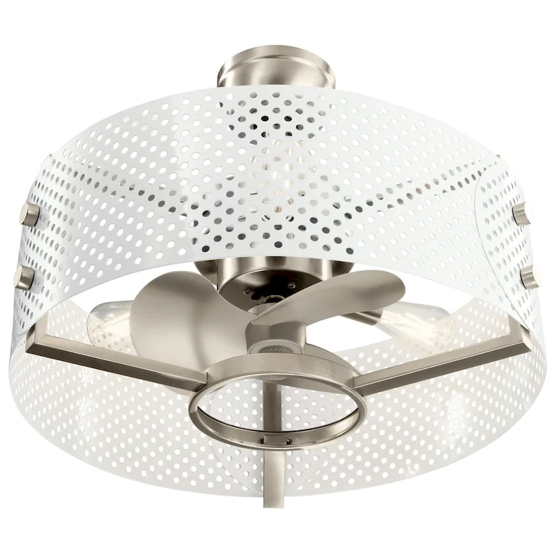 Kichler Eyrie 13 inch Fan with a White Cage and Brushed Nickel Accents