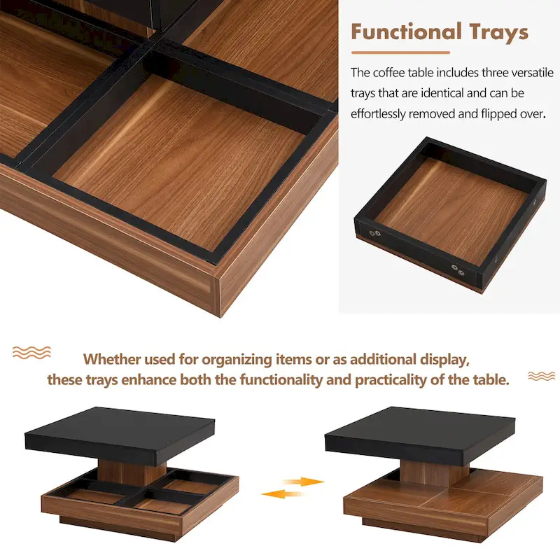 Modern Square Rotating Coffee Table