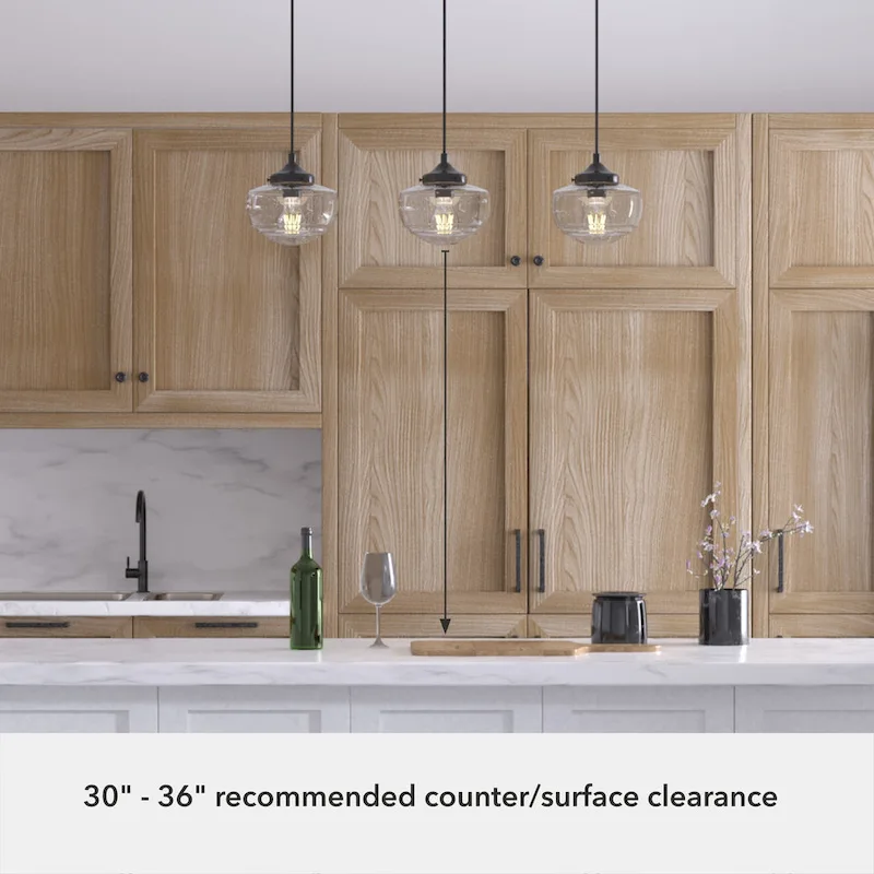 Hunter Saddle Creek 3-Light Linear Cluster Pendant - Kitchen Island, Dining Room - Modern Schoolhouse, Transitional