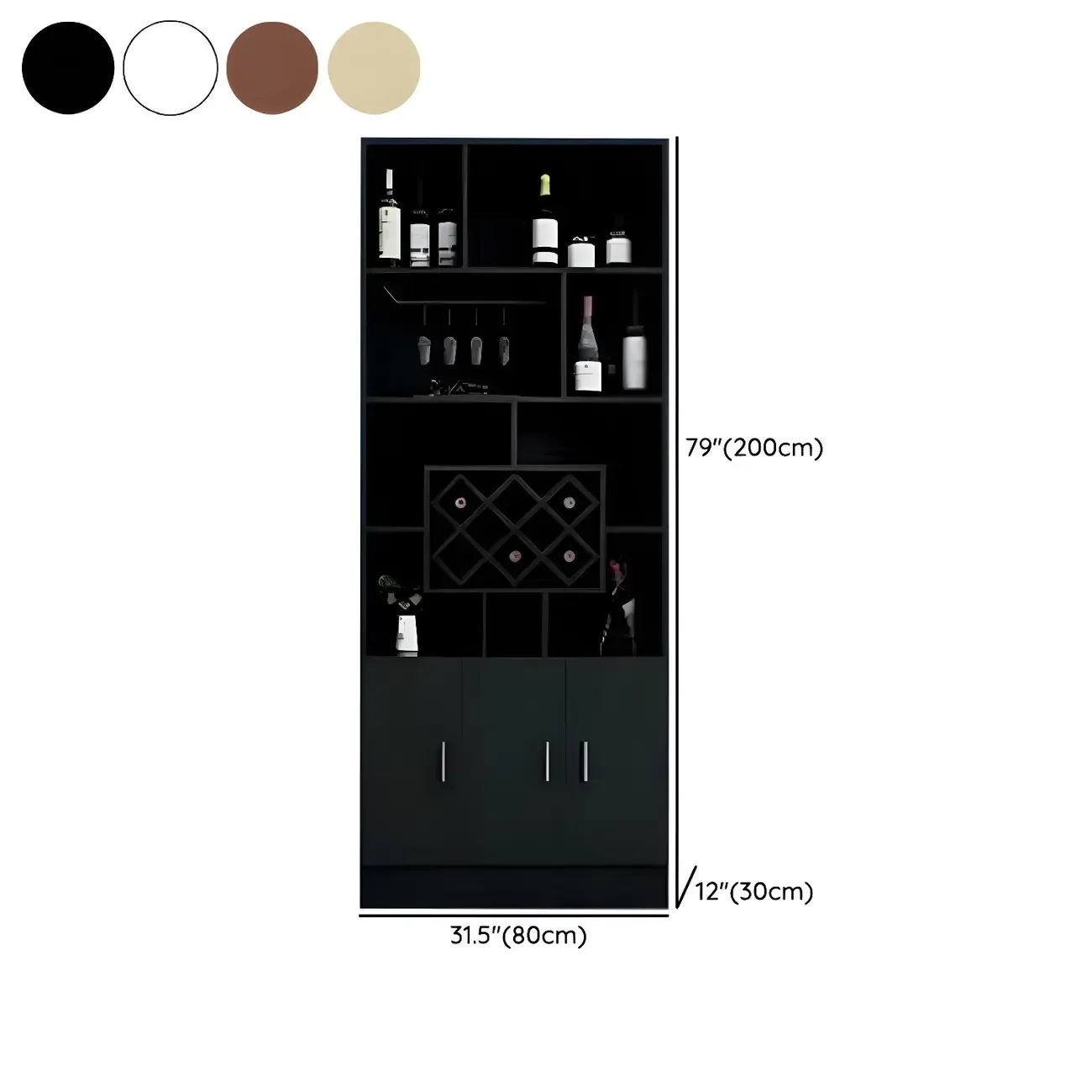 Black Modern Large Wooden Open Stackable Wine Cabinet