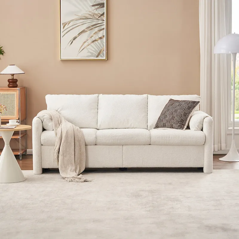 3-Seater Sofa 77 Chenille Couch - Plush Triple Seater Sofa with High-Density Foam Cushions, Deep Seat Living Room Couch
