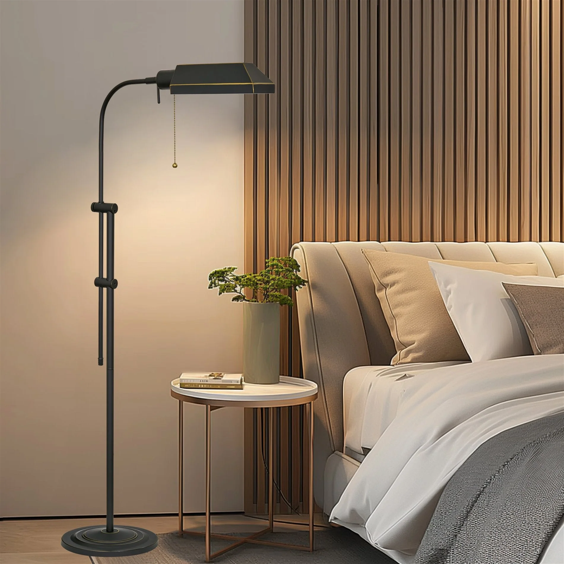 Kira Home Prescott 58 6W LED Bulb (60W eq.) Modern Industrial Adjustable Standing Pharmacy Floor Lamp